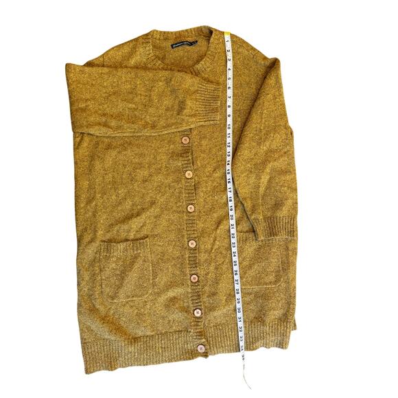 GUDRUN SJÖDÉN Alpaca Wool Blend Long Cardigan Sweater Mustard Yellow Gold XL - Picture 7 of 8